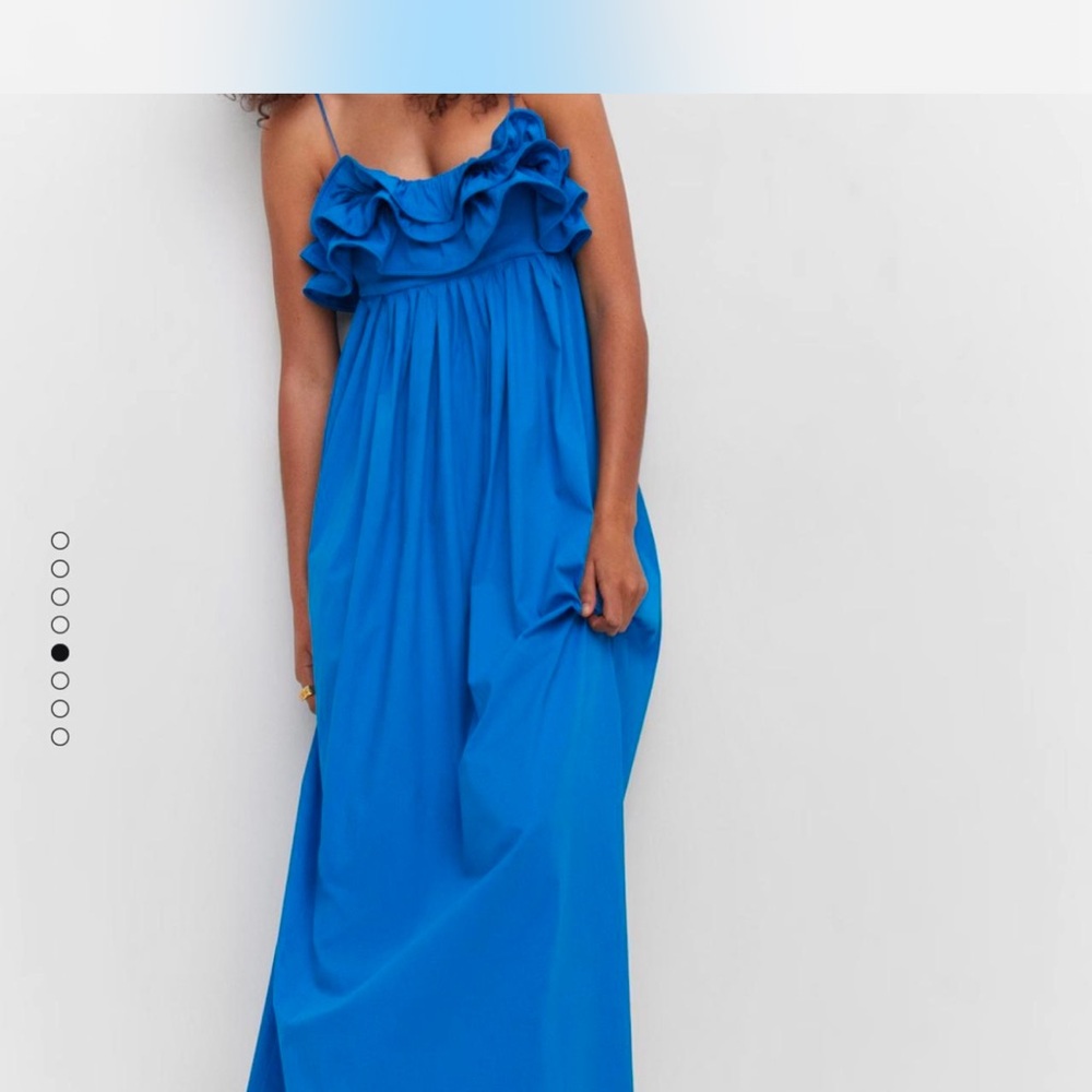 Mango Blue Ruffle Maxi Dress